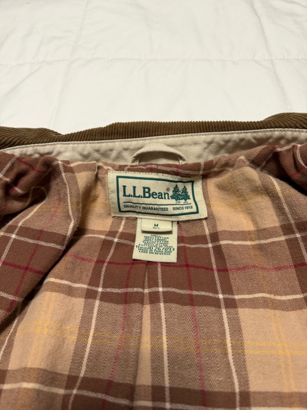 L.L. Bean Beige Field Jacket with Brown Collar - Picture 5 of 6